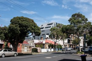 Nailstrip cladding in Colorbond Steel, Metallic Rhea, Metallic Astro and Metallic Celestian at MADE Apartments, Richmond,...