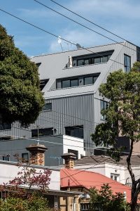 Nailstrip cladding in Colorbond Steel, Metallic Rhea, Metallic Astro and Metallic Celestian at MADE Apartments, Richmond,...