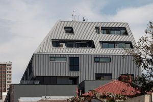 Nailstrip cladding in Colorbond Steel, Metallic Rhea, Metallic Astro and Metallic Celestian at MADE Apartments, Richmond,...